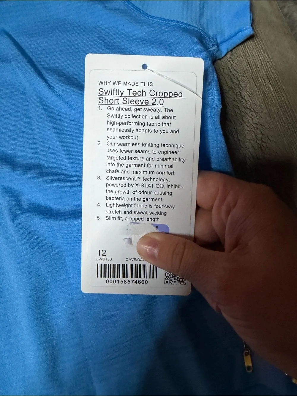 NWT Lululemon Swiftly Tech SS Cropped Sz 12 *Ocean Wave🩵